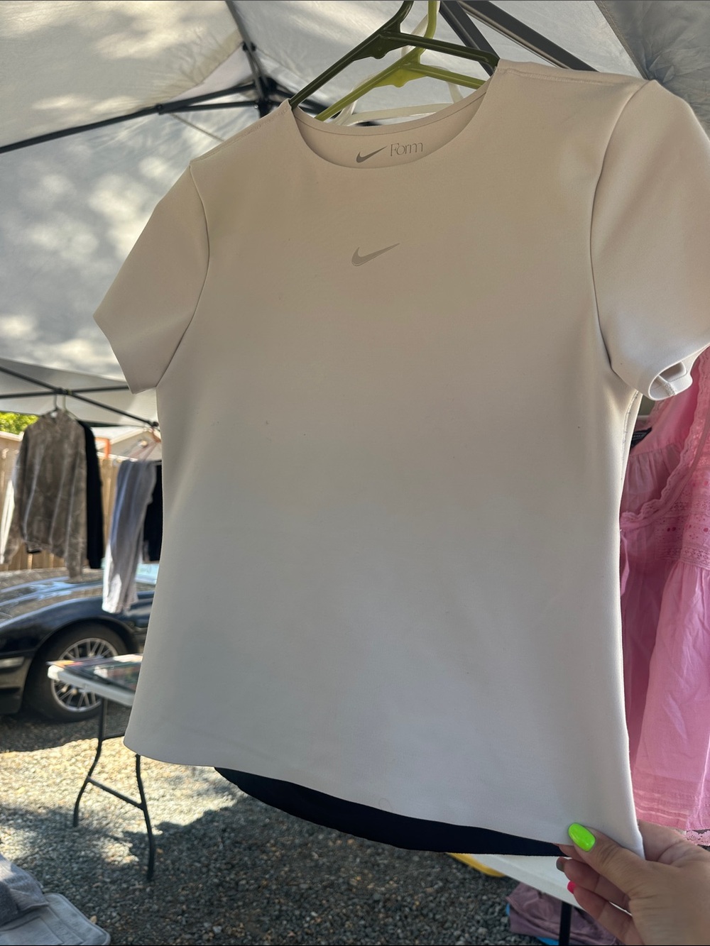 Nike Women’s Cream Short Sleeve Workout Tee with Swoosh